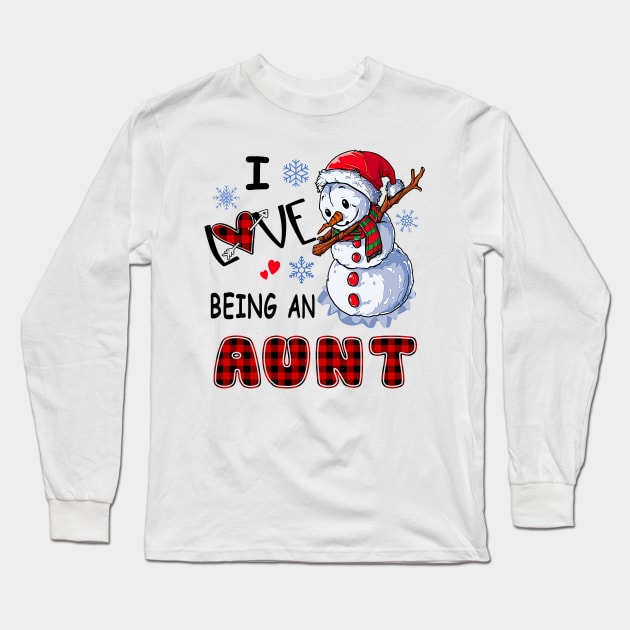 Chirstmas Snowman I Love Being An Aunt Long Sleeve T-Shirt by cogemma.art